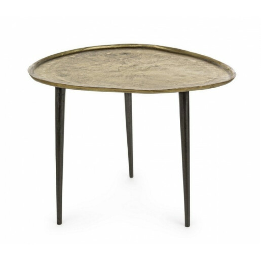 Masuta cafea cu blat metal auriu vintage picioare fier negru Karima 60 cm x 55 cm x 45 cm