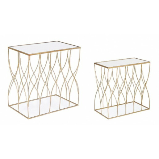 Set 2 masute fier auriu Elenor 51x30.5x51 cm, 56x35.5x56 cm