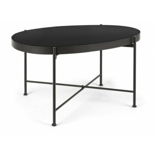 Masuta de cafea din fier negru si blat sticla Rashida 70 cm x 46 cm x 40 h