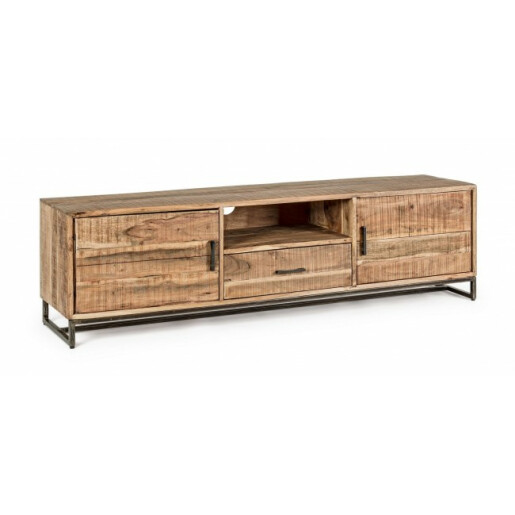 Comoda TV 2 usi 1 sertar lemn maro Elmer 175x40x50 cm