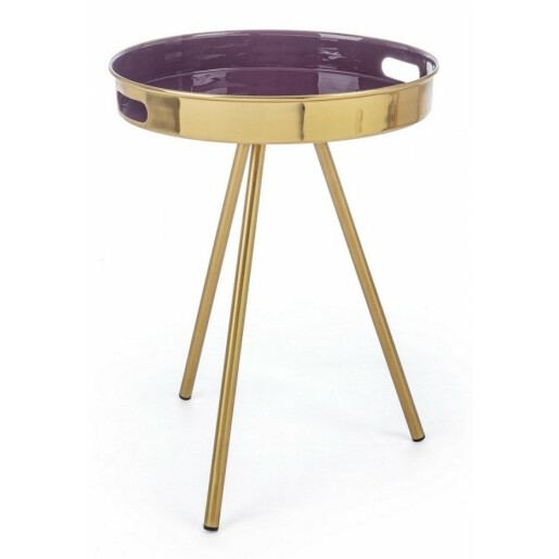 Masuta cafea fier auriu mov Inesh Ø 42 cm x 50 h 