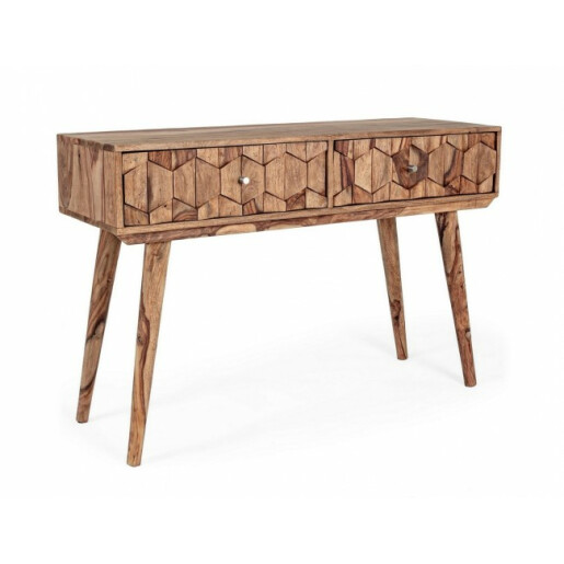 Consola 2 sertare din lemn maro Kant 113 cm x 40 cm x 77 h