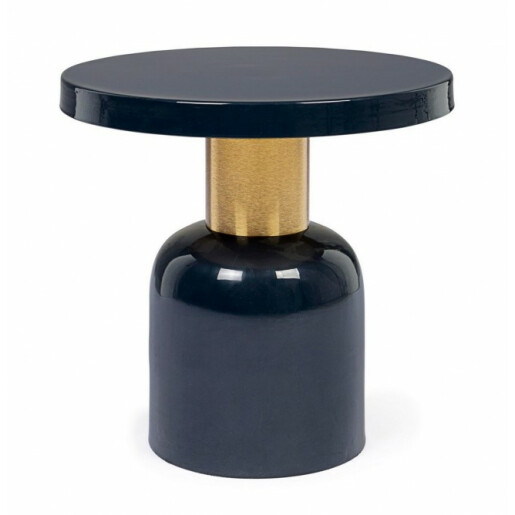 Masuta cafea metal albastru auriu Nalima Ø 41 cm x 41 h
