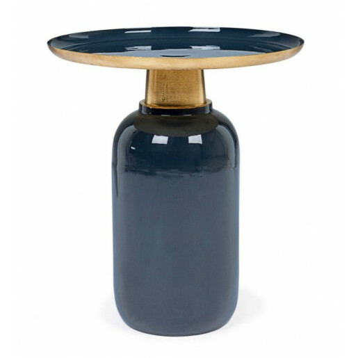 Masuta cafea metal albastru auriu Nalima Ø 40.5 cm x 45.5 h