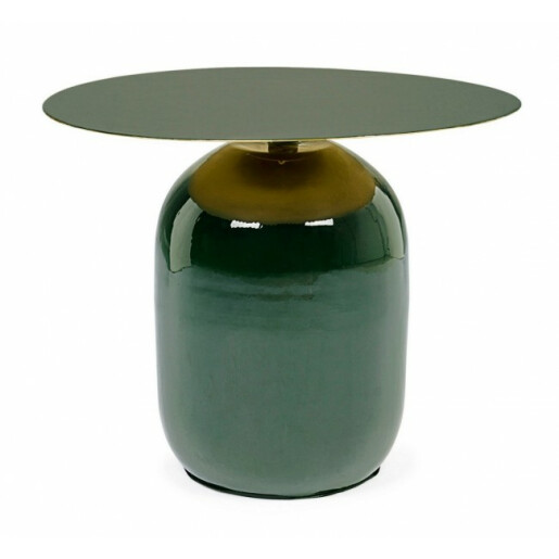 Masuta cafea metal verde auriu Nalima Ø 50 cm x 39.5 h