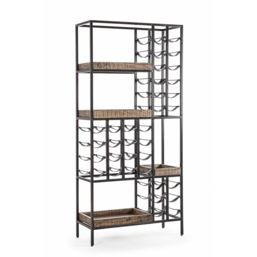 Raft tip bar lemn maro otel negru Elmer 86x35x180 cm