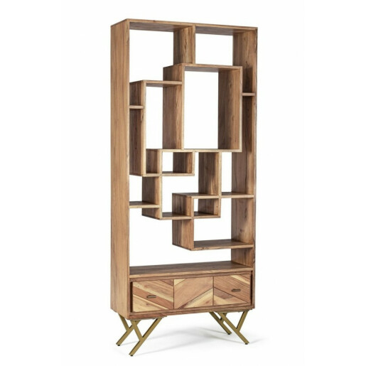 Biblioteca din lemn maro Raida 80 cm x 30 cm x 185 cm