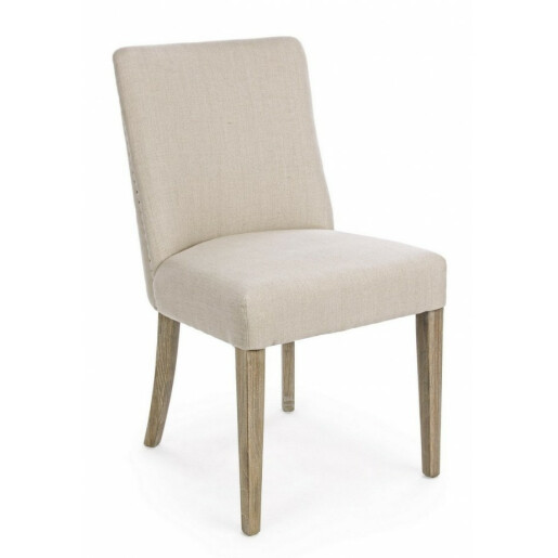 Scaun cu tapiterie din textil crem si picioare lemn maro Beatriz 48 cm x 57 cm x 88 h x 49 h