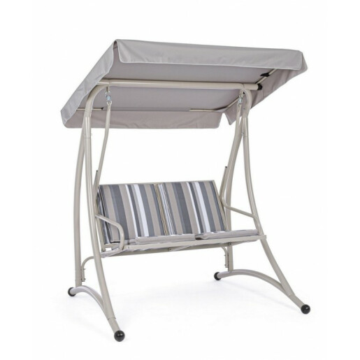Leagan de gradina 2 locuri din otel gri Grely 145 cm x 120 cm x 185 h 