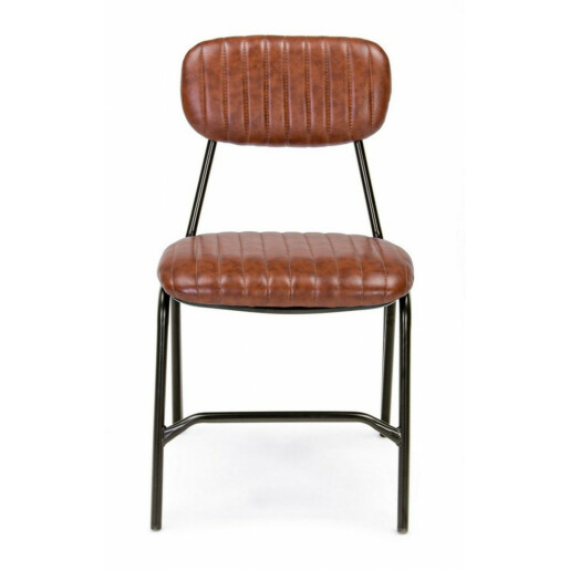 Set 2 scaune fier si tapiterie piele ecologica portocalie Debbie 44x55x73x44 cm