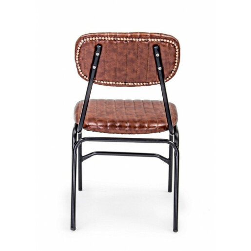 Set 2 scaune fier si tapiterie piele ecologica portocalie Debbie 44x55x73x44 cm