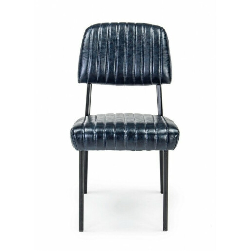 Set 2 scaune piele ecologica albastra Nelly 60x59x84 cm