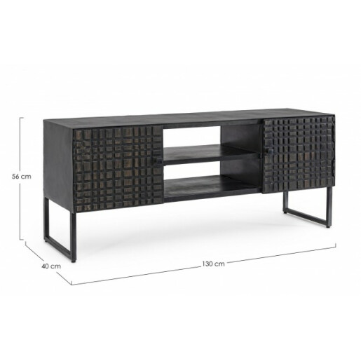 Comoda Tv lemn gri antracit Dorset 130x40x56 cm