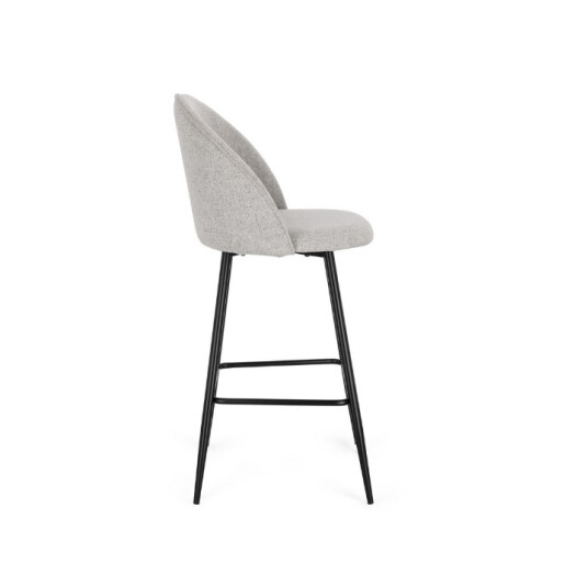 Set 2 scaune bar otel negru textil gri Tanya 51x52x107 cm