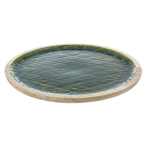 Platou lemn mango verde 35x3 cm