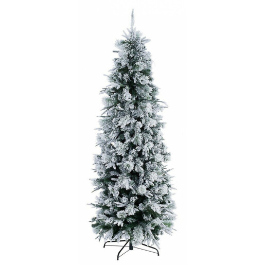 Brad artificial verde cu zapada artificiala slim Dresda Ø 76x210 cm