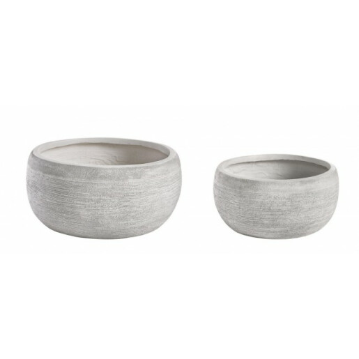 Set 2 ghivece flori fibra sticla gri 42.5x21 cm,  53.5x25.5 cm