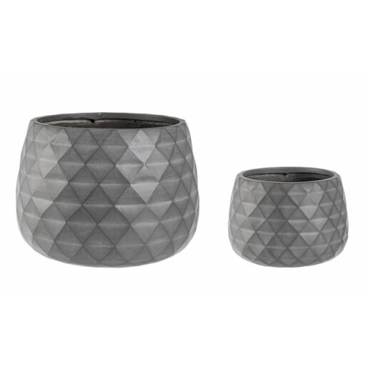 Set 2 ghivece flori fibra sticla gri 52.5x52.5x37.5 cm, 35.5x35.5x24.5 cm