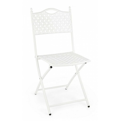 Scaun cu spatar pliabil  din fier alb Jenny 40 cm x 35 cm x 88 h x 45 h1 
