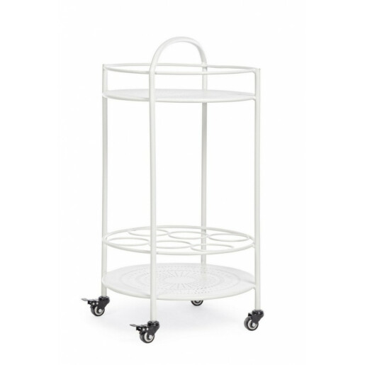 Carucior servire din fier alb Burton Ø 45 cm x 81 h
