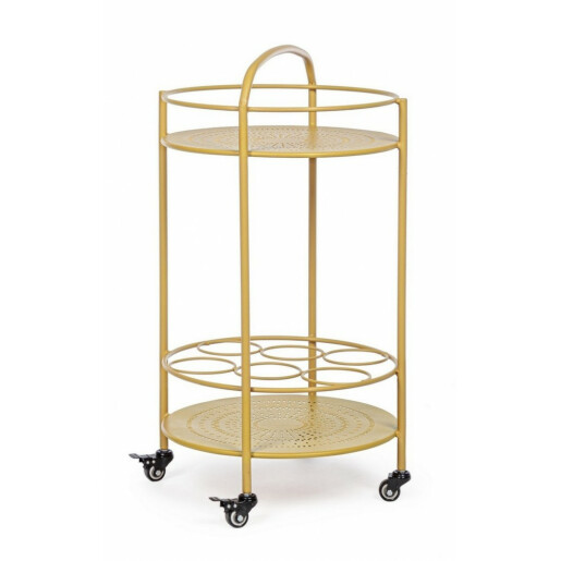 Carucior servire din fier galben Burton Ø 45 cm x 81 h