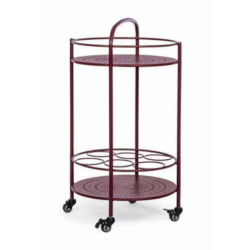 Carucior servire din fier visiniu Burton Ø 45 cm x 81 h