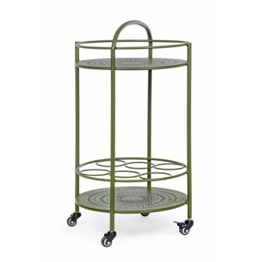Carucior servire din fier verde Burton Ø 45 cm x 81 h