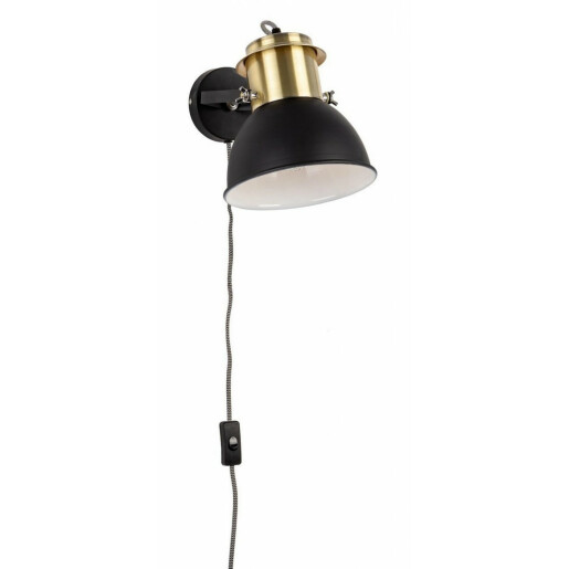 Lustra de perete cu abajur metal negru auriu Brooklin, 40W, Ø 19 cm x 30 h