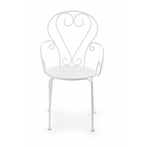 Set 4 scaune gradina otel alb Etienne 49x49x89 cm