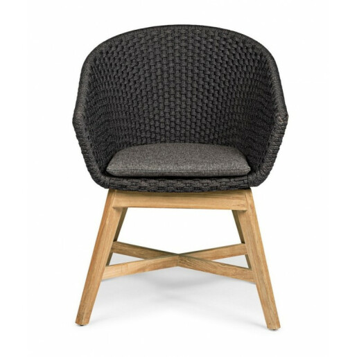 Set 2 scaune lemn maro textil gri antracit Coachella 64x64x85 cm