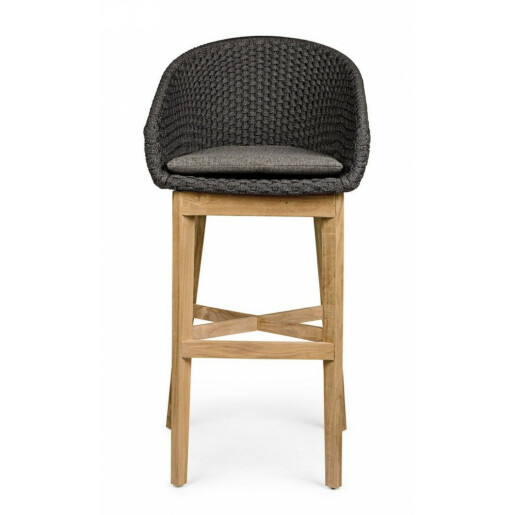 Set 2 scaune bar lemn maro textil gri Coachella 56x57x110 cm