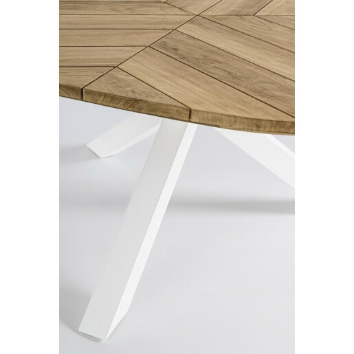 Masa aluminiu alb lemn maro Palmdale 160x77 cm