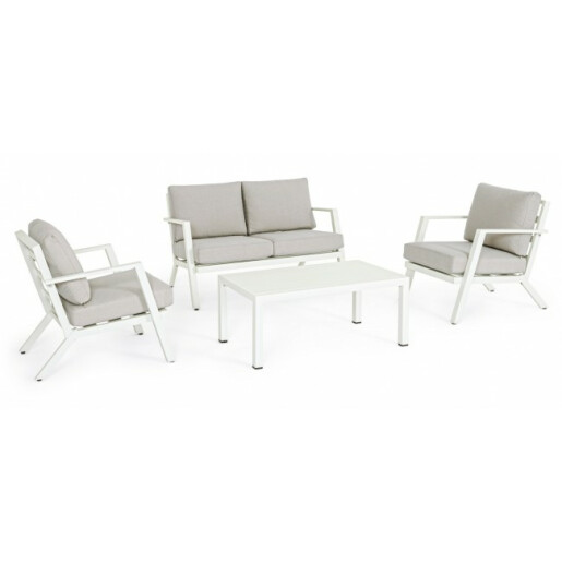 Set mobilier gradina alb bej Harley 127x81.5x76 cm