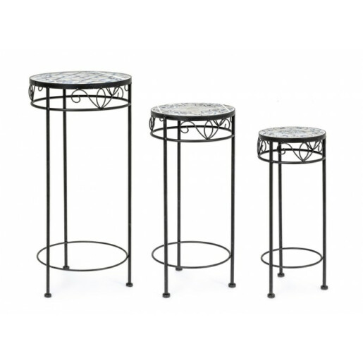 Set 3 suporturi flori fier ceramica Erice 30x68 cm, 25x57 cm, 20x51 cm