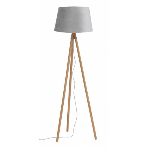 Set 2 lampadare lemn si abajur gri Wallas 52x152 cm