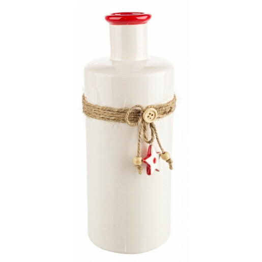 Vaza flori ceramica alba rosie 10.8x10x24.4 cm