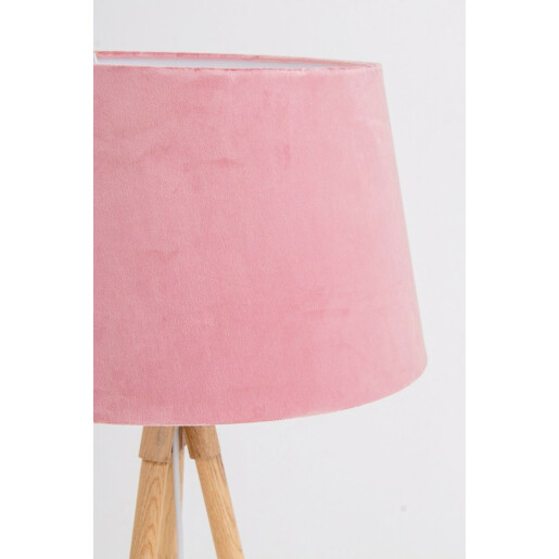 Lampadar lemn si velur roz Wallas 52x152 cm