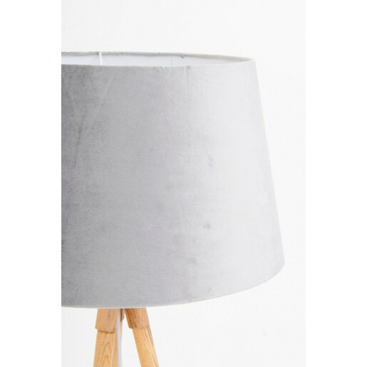 Set 2 lampadare lemn si abajur gri Wallas 52x152 cm