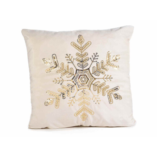 Set 2 perne Craciun catifea crem auriu 46x46 cm