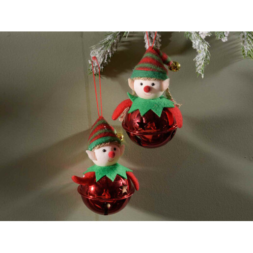 Set 4 ornamente brad Elf 6x10 cm