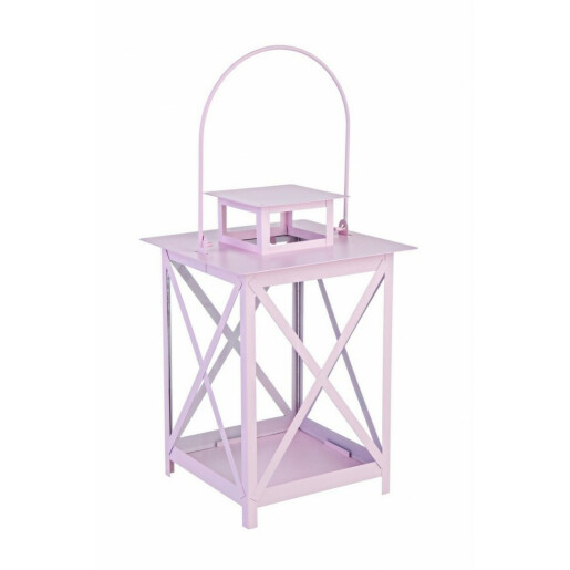 Felinar metal roz Flaies 17x17x25 cm