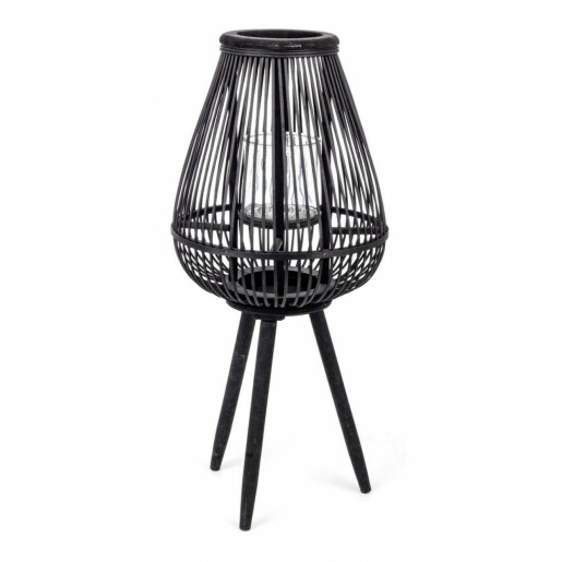 Felinar bambus negru 34x78 cm