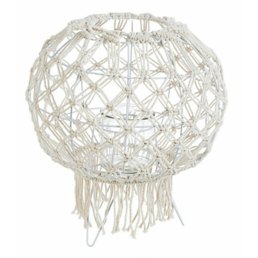 Set 2 felinare macrame alb 35.5x38 cm
