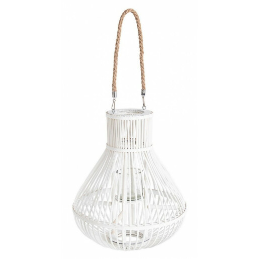 Felinar bambus alb Belem 34x41 cm