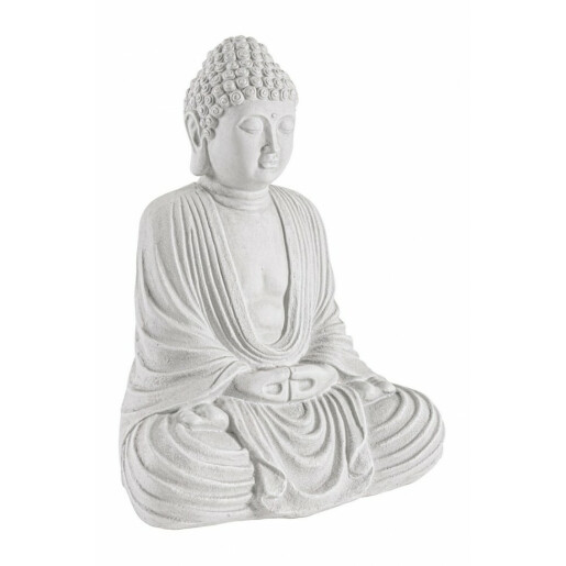Figurina Buddha fibra sticla alba 33.5x25x42 cm