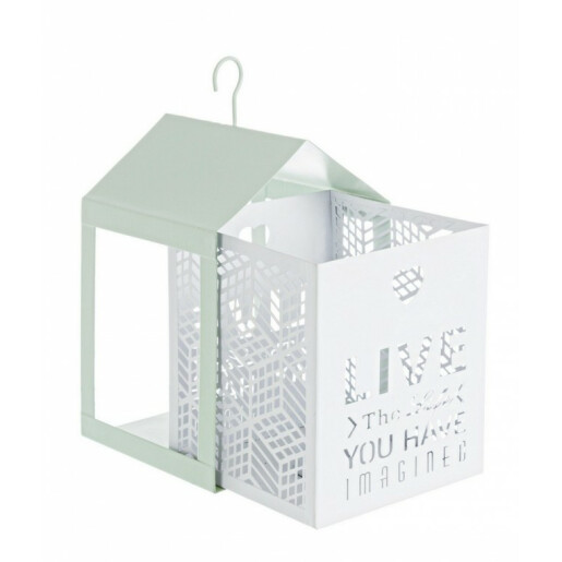 Set 2 felinare suspendabile din metal alb Armonia 11 cm x 11 cm x 20 h, 15 cm x 15 cm x 26 h