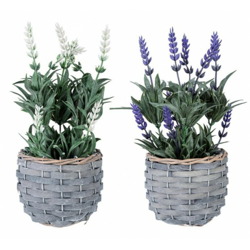 Set 2 ghivece Lavanda artificiala 11.5x23 cm