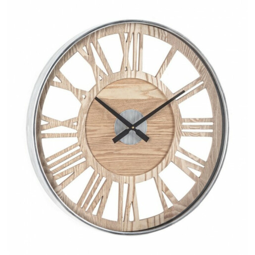 Ceas perete lemn natur gri Ticking 60x6 cm
