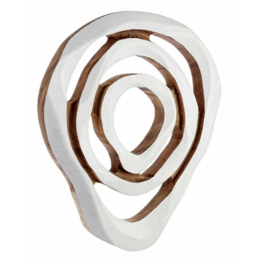 Decoratiune de perete din lemn alb natur Lenwood Ø 50 - 55 cm x 5 cm