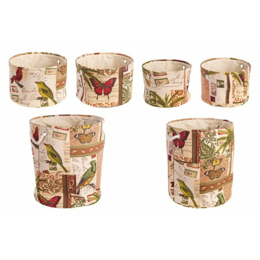 Set 6 cosuri depozitare din textil Botanic Ø 42 cm x 48 h